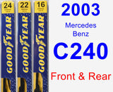 Front & Rear Wiper Blade Pack for 2003 Mercedes-Benz C240 - Premium