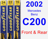 Front & Rear Wiper Blade Pack for 2002 Mercedes-Benz C200 - Premium