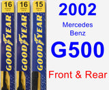 Front & Rear Wiper Blade Pack for 2002 Mercedes-Benz G500 - Premium