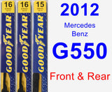 Front & Rear Wiper Blade Pack for 2012 Mercedes-Benz G550 - Premium