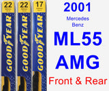 Front & Rear Wiper Blade Pack for 2001 Mercedes-Benz ML55 AMG - Premium