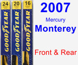 Front & Rear Wiper Blade Pack for 2007 Mercury Monterey - Premium