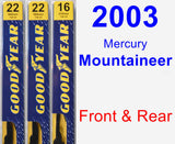 Front & Rear Wiper Blade Pack for 2003 Mercury Mountaineer - Premium