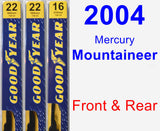 Front & Rear Wiper Blade Pack for 2004 Mercury Mountaineer - Premium