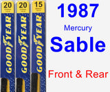 Front & Rear Wiper Blade Pack for 1987 Mercury Sable - Premium