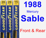 Front & Rear Wiper Blade Pack for 1988 Mercury Sable - Premium