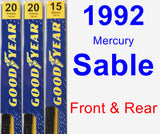 Front & Rear Wiper Blade Pack for 1992 Mercury Sable - Premium