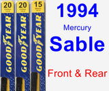 Front & Rear Wiper Blade Pack for 1994 Mercury Sable - Premium