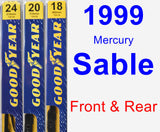 Front & Rear Wiper Blade Pack for 1999 Mercury Sable - Premium