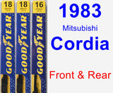 Front & Rear Wiper Blade Pack for 1983 Mitsubishi Cordia - Premium