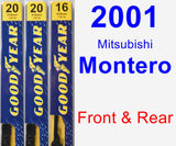 Front & Rear Wiper Blade Pack for 2001 Mitsubishi Montero - Premium