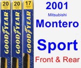 Front & Rear Wiper Blade Pack for 2001 Mitsubishi Montero Sport - Premium