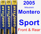 Front & Rear Wiper Blade Pack for 2005 Mitsubishi Montero Sport - Premium