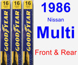 Front & Rear Wiper Blade Pack for 1986 Nissan Multi - Premium