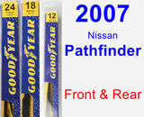 Front & Rear Wiper Blade Pack for 2007 Nissan Pathfinder - Premium