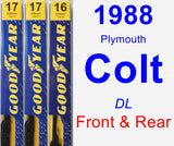 Front & Rear Wiper Blade Pack for 1988 Plymouth Colt - Premium