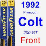 Front Wiper Blade Pack for 1992 Plymouth Colt - Premium