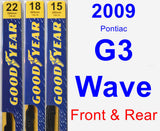 Front & Rear Wiper Blade Pack for 2009 Pontiac G3 Wave - Premium