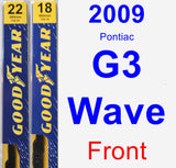 Front Wiper Blade Pack for 2009 Pontiac G3 Wave - Premium