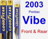 Front & Rear Wiper Blade Pack for 2003 Pontiac Vibe - Premium
