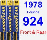 Front & Rear Wiper Blade Pack for 1978 Porsche 924 - Premium