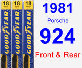 Front & Rear Wiper Blade Pack for 1981 Porsche 924 - Premium