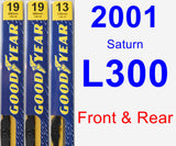 Front & Rear Wiper Blade Pack for 2001 Saturn L300 - Premium