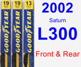 Front & Rear Wiper Blade Pack for 2002 Saturn L300 - Premium