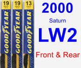 Front & Rear Wiper Blade Pack for 2000 Saturn LW2 - Premium