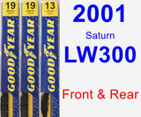 Front & Rear Wiper Blade Pack for 2001 Saturn LW300 - Premium