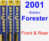 Front & Rear Wiper Blade Pack for 2001 Subaru Forester - Premium