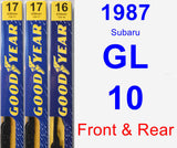 Front & Rear Wiper Blade Pack for 1987 Subaru GL-10 - Premium