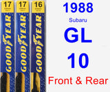 Front & Rear Wiper Blade Pack for 1988 Subaru GL-10 - Premium