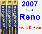 Front & Rear Wiper Blade Pack for 2007 Suzuki Reno - Premium