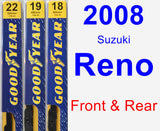 Front & Rear Wiper Blade Pack for 2008 Suzuki Reno - Premium