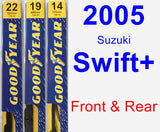 Front & Rear Wiper Blade Pack for 2005 Suzuki Swift+ - Premium