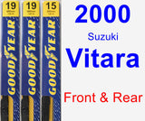 Front & Rear Wiper Blade Pack for 2000 Suzuki Vitara - Premium