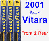 Front & Rear Wiper Blade Pack for 2001 Suzuki Vitara - Premium