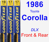 Front & Rear Wiper Blade Pack for 1986 Toyota Corolla - Premium