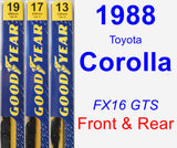 Front & Rear Wiper Blade Pack for 1988 Toyota Corolla - Premium