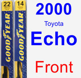 Front Wiper Blade Pack for 2000 Toyota Echo - Premium