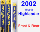 Front & Rear Wiper Blade Pack for 2002 Toyota Highlander - Premium
