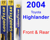 Front & Rear Wiper Blade Pack for 2004 Toyota Highlander - Premium