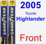 Front Wiper Blade Pack for 2005 Toyota Highlander - Premium