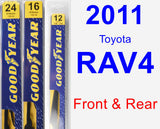 Front & Rear Wiper Blade Pack for 2011 Toyota RAV4 - Premium