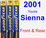 Front & Rear Wiper Blade Pack for 2001 Toyota Sienna - Premium