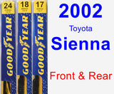 Front & Rear Wiper Blade Pack for 2002 Toyota Sienna - Premium