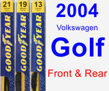 Front & Rear Wiper Blade Pack for 2004 Volkswagen Golf - Premium