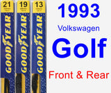 Front & Rear Wiper Blade Pack for 1993 Volkswagen Golf - Premium