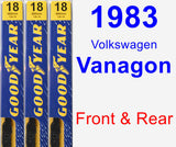 Front & Rear Wiper Blade Pack for 1983 Volkswagen Vanagon - Premium